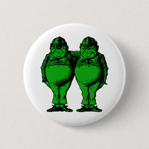 Bóton Redondo 5.08cm Tweedle Dee e Tweedle a suficiência verde coberta