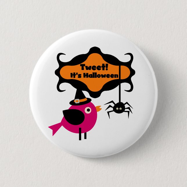 Bóton Redondo 5.08cm Tweet Halloween T-shirts e presentes (Frente)