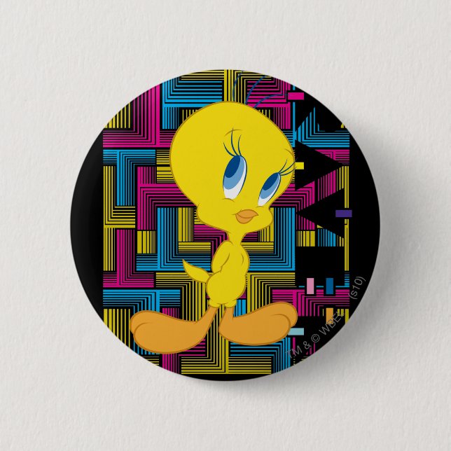Bóton Redondo 5.08cm Tweety Cor Eletrônica (Frente)