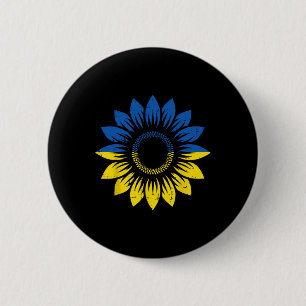 Bóton Redondo 5.08cm Ucrânia Azul Amarelo Girassol Orgulho Ucraniano Ho