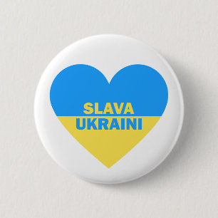 Bóton Redondo 5.08cm Ucrânia Flag Heart Slava Ucri