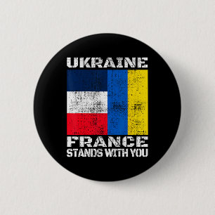 Bóton Redondo 5.08cm Ucrânia França Fica Ao Seu Lado Bandeira de Apoio