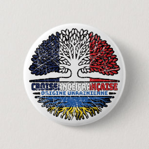 Bóton Redondo 5.08cm Ucrânia França, França, Árvore Bandeira
