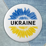 Bóton Redondo 5.08cm Ucrânia Sunflower Ucraniano apoia Solidariedade<br><div class="desc">O girassol ucraniano na bandeira ucraniana é cor de azul e amarelo/ouro para mostrar apoio à paz e liberdade ucranianas. COPYRIGHT © 2021 Judy Burrows,  Black Dog Art - Todos Os Direitos Reservados. Ucrânia Sunflower Ucraniana Support — botão Solidariedade</div>