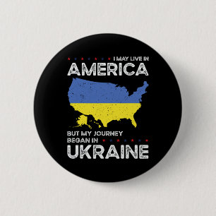 Bóton Redondo 5.08cm Ucraniano Americano Patriota EUA Crescido Ucrânia