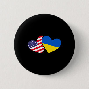Bóton Redondo 5.08cm Ucraniano Ucrânia 2 Coração Bandeira Eu Apoio a Uc