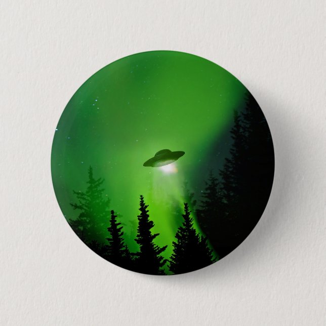 Bóton Redondo 5.08cm UFO com aurora boreal (Frente)