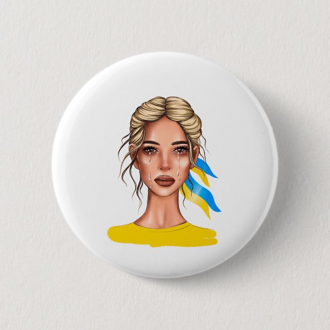 Bóton Redondo 5.08cm Ukrain Stop War Blond (Frente)