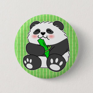 Bóton Redondo 5.08cm Um Bebê Bonito Comendo Bambu Stalk