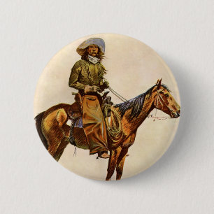 Bóton Redondo 5.08cm Um Cowboy do Arizona por Remington, Western Vintag