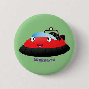 Bóton Redondo 5.08cm Um desenho animado de hovercraft, vermelho e bonit