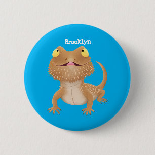 Bóton Redondo 5.08cm Um desenho animado de lagarto de dragão barbudo