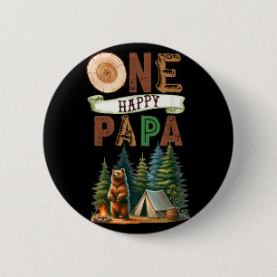 Bóton Redondo 5.08cm Um Feliz Papai Camper Primeiro Aniversário Urso de