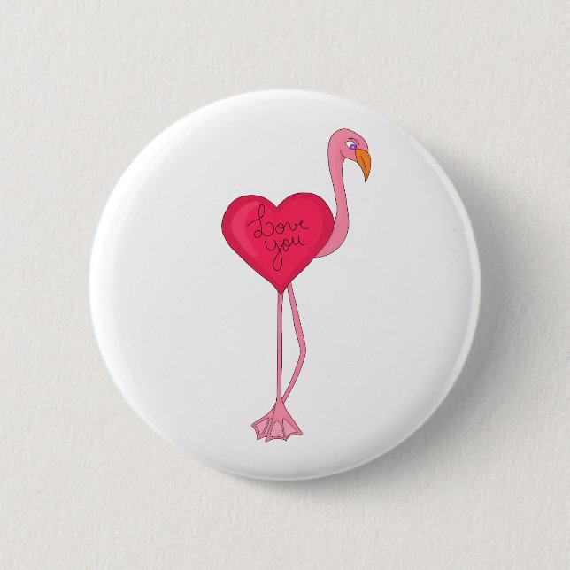 Bóton Redondo 5.08cm Um Flamingo no Amor (Frente)