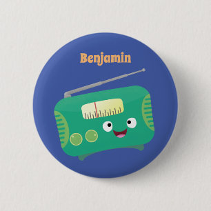 Bóton Redondo 5.08cm Um lindo e engraçado retrô de rádio