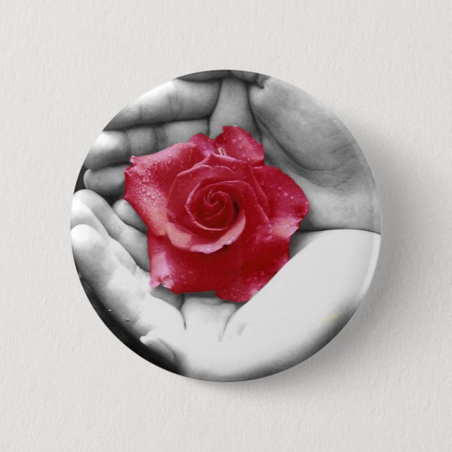 Bóton Redondo 5.08cm Um rosa na mão 2 (Frente)