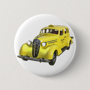 Bóton Redondo 5.08cm Um táxi de táxi amarelo clássico