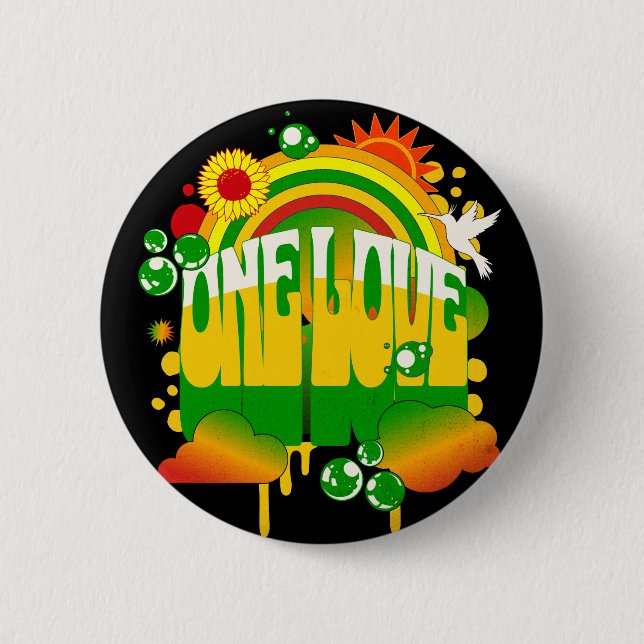 Bóton Redondo 5.08cm Um Um Amor Rasta Pin (Frente)