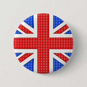 Bóton Redondo 5.08cm Uma bandeira do Union Jack texturizada.