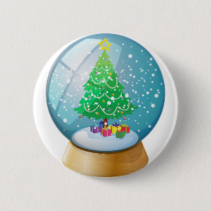 Bóton Redondo 5.08cm Uma bola de cristal com uma árvore de Natal