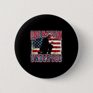 Bóton Redondo 5.08cm Uma Nação Sob Deus Trump Reza Jesus Bandeira Dos E