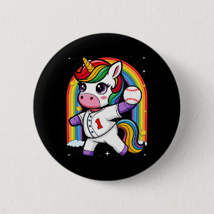 Bóton Redondo 5.08cm Unicorn Baseball Rainbow Baseball Lover I Unicorn