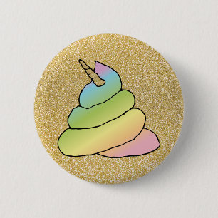 Bóton Redondo 5.08cm Unicorn Rainbow Crap Emoji Poop Emoji Com Rosto