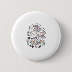 Bóton Redondo 5.08cm Unicórnio Flor Celestial Unicórnio Vetor Premium T