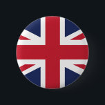 Bóton Redondo 5.08cm Union Jack<br><div class="desc">A bandeira padrão do Reino Unido é o Jack da União. A bandeira contém cruzes vermelhas e brancas sobre um fundo azul que combinou três outras bandeiras da Grã-Bretanha Excelente — a cruz vermelha do Santo George do Reino de Inglaterra, a cruz branca do Santo Andrew para a Escócia e...</div>