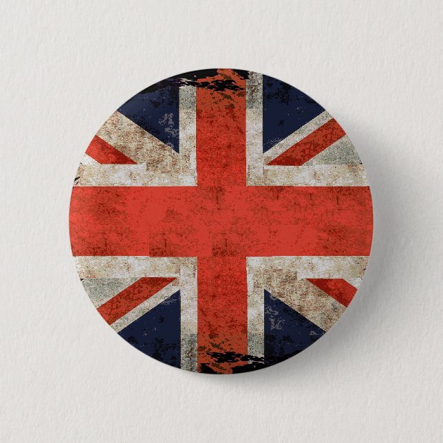 Bóton Redondo 5.08cm Union Jack shredded envelhecido (Frente)