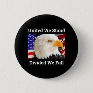 Bóton Redondo 5.08cm United We Stand USA Bald Eagle Pinback
