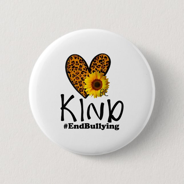 Bóton Redondo 5.08cm Unity Day Orange Be Kind Leopard Heart Anti Bullyi (Frente)