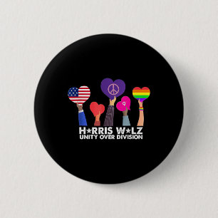 Bóton Redondo 5.08cm Unity Over Division Harris 2024 Wheimer 2024 Votaç
