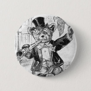 Bóton Redondo 5.08cm Urso alegre Jerry - letra J - urso de ursinho do