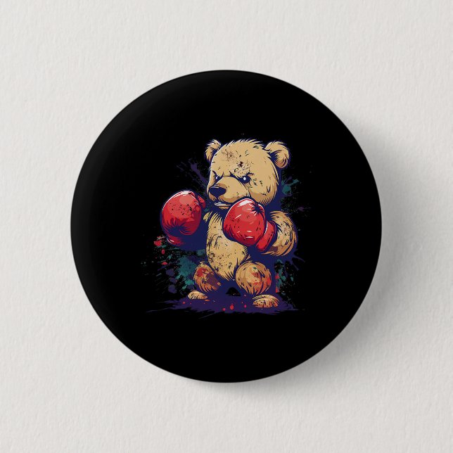 Bóton Redondo 5.08cm Urso Boxeador Com Luvas de Boxe Kickboxing Boxe Di (Frente)