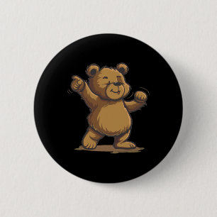 Bóton Redondo 5.08cm Urso Castanho Engraçado De Dança Para Amantes