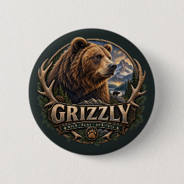 Bóton Redondo 5.08cm Urso Cinzento - Selvagem Americano