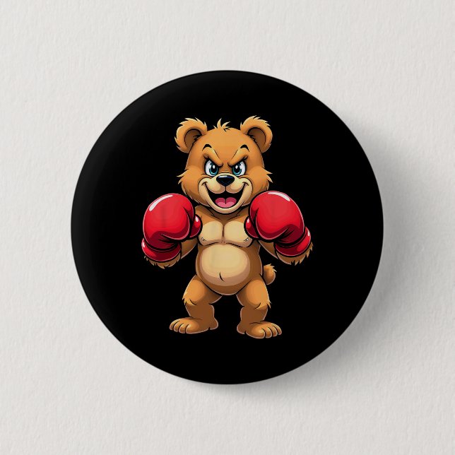 Bóton Redondo 5.08cm Urso de Hip Hop Boxe Kickboxing  (Frente)
