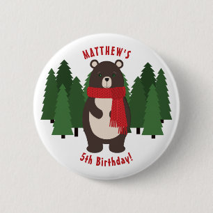 Bóton Redondo 5.08cm Urso de Madeira