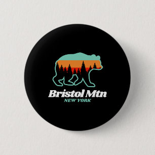 Bóton Redondo 5.08cm Urso de Neve de Esqui em Nova Iorque, Bristol Moun