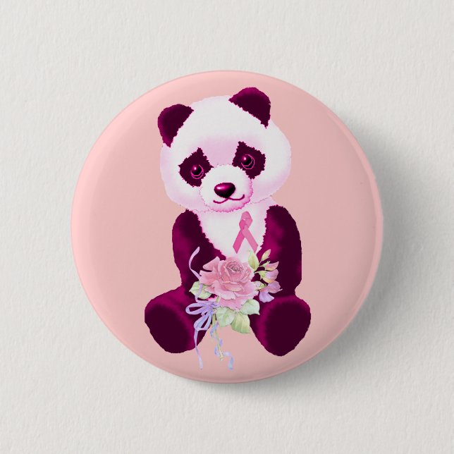 Bóton Redondo 5.08cm Urso de panda do cancro da mama (Frente)