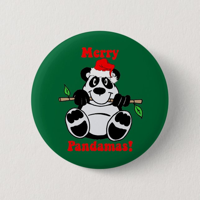 Bóton Redondo 5.08cm Urso de panda engraçado do Natal (Frente)