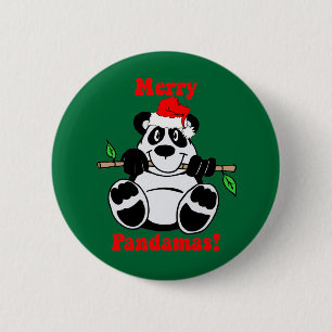 Bóton Redondo 5.08cm Urso de panda engraçado do Natal