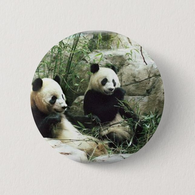 Bóton Redondo 5.08cm Urso de panda que come e que joga (Frente)