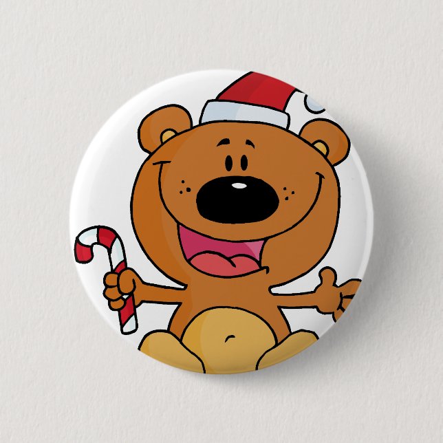 Bóton Redondo 5.08cm Urso de papais noeis com Caneta Doce (Frente)