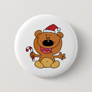 Bóton Redondo 5.08cm Urso de papais noeis com Caneta Doce