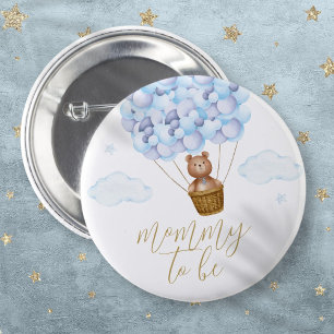 Bóton Redondo 5.08cm Urso de pelúcia azul para chá de bebê de menino