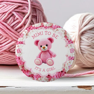 Bóton Redondo 5.08cm Urso de pelúcia croché rosa   Mimi to Be