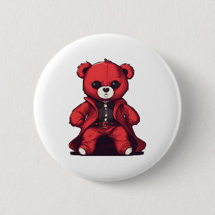 Bóton Redondo 5.08cm Urso de pelúcia fofo menino vermelho