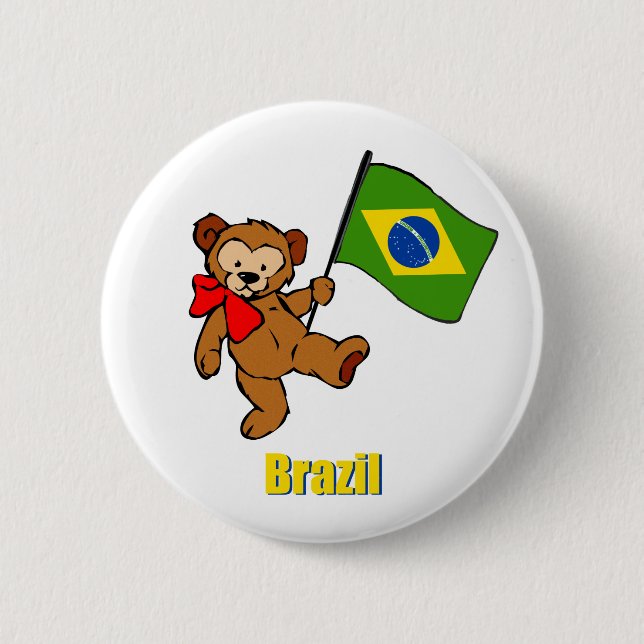 Bóton Redondo 5.08cm Urso de ursinho de Brasil (Frente)